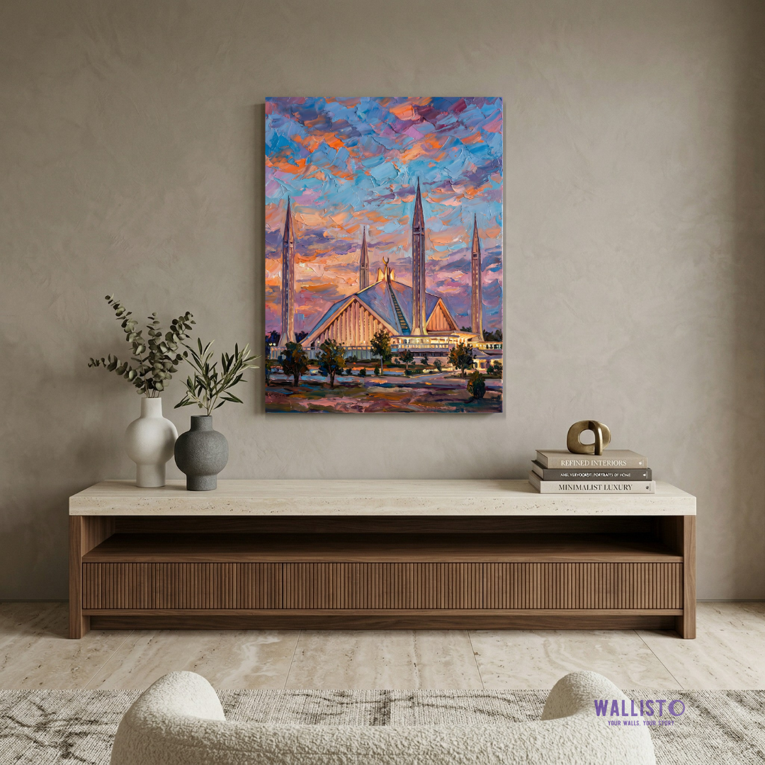 Faisal Mosque Under a Painted Sky
