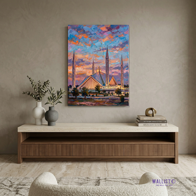 Faisal Mosque Under a Painted Sky