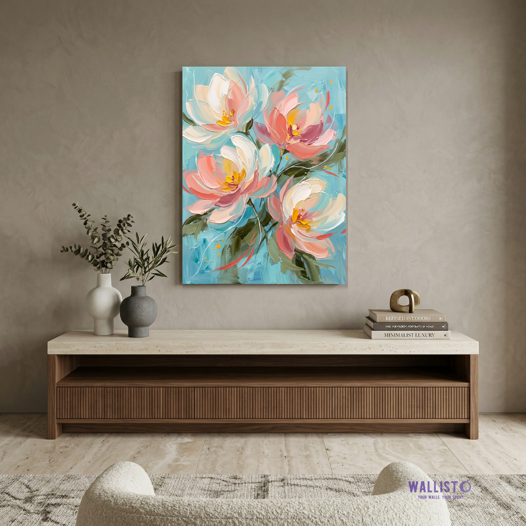 Blush Flowers on Blue