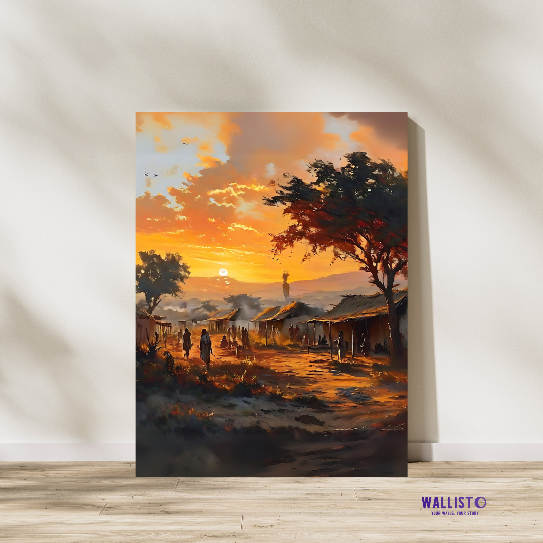 Village Life at Dusk