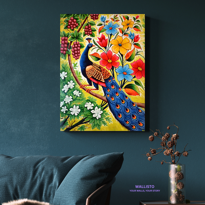 Peacock and Flowers