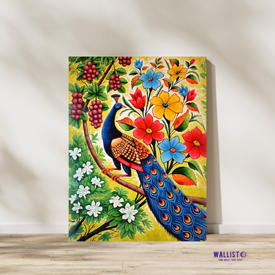 Peacock and Flowers